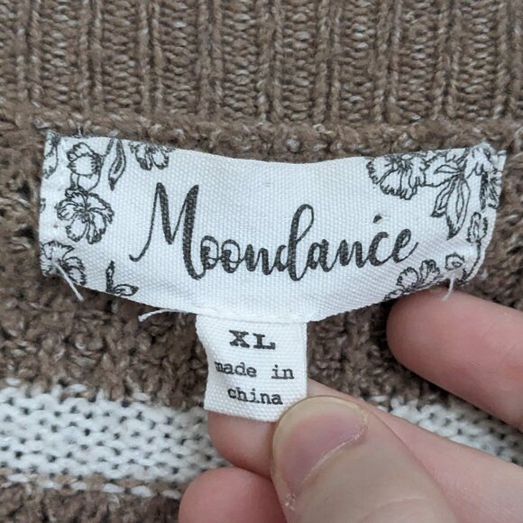 Open Front Cardigan XL Cozy Soft Pockets Fuzzy Moondance Brown White Striped - Picture 3 of 9